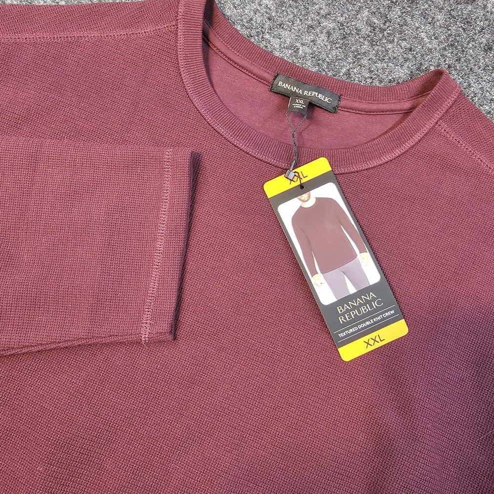 Banana Republic Textured Double Knit Crew Sweater Mens XXL Burgundy NWT